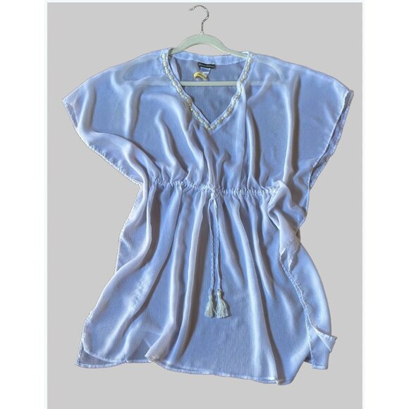 Women’s Tommy Bahama White Embellished V-Neck Swim Cover-Up Size L Resortwear - Picture 3 of 7